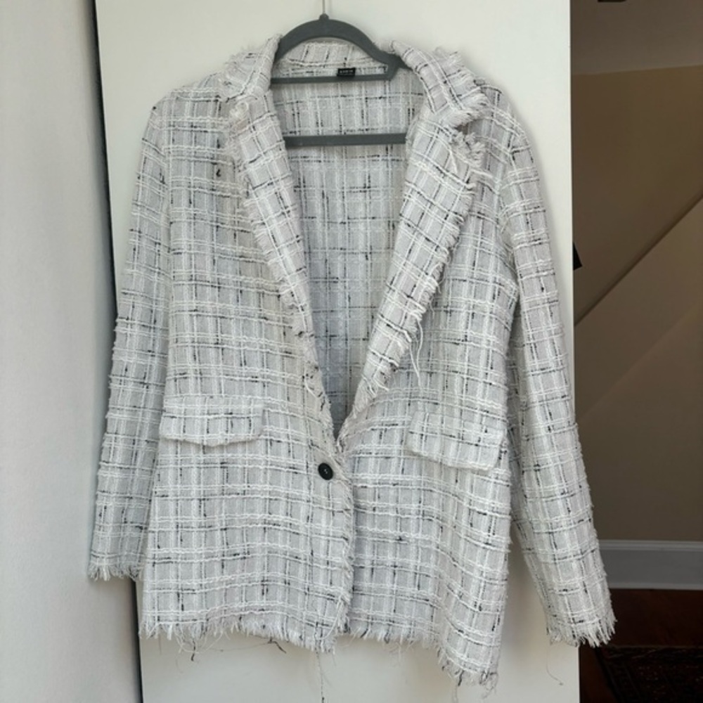 SHEIN black and white tweed blazer